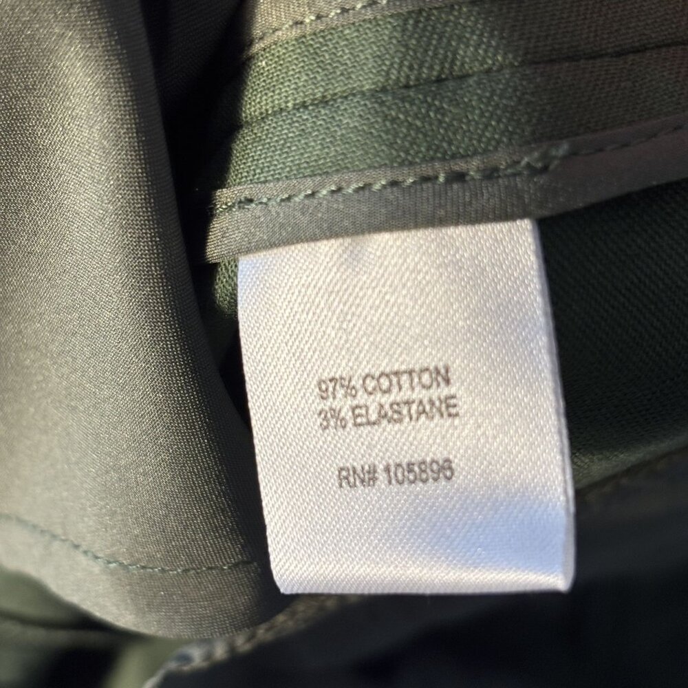 Worth New York Olive Green Dress Pants With White Piping Flat Front - Picture 9 of 12